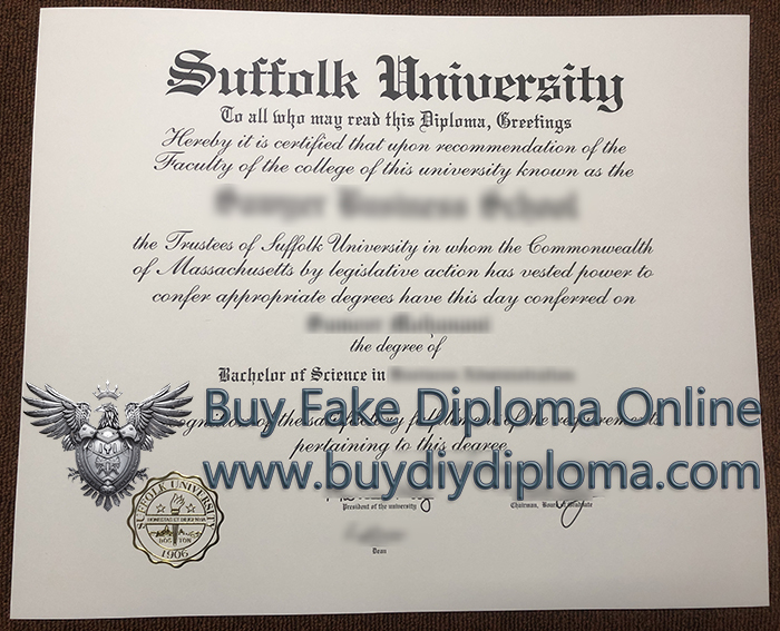 Suffolk University BSc diploma certificate