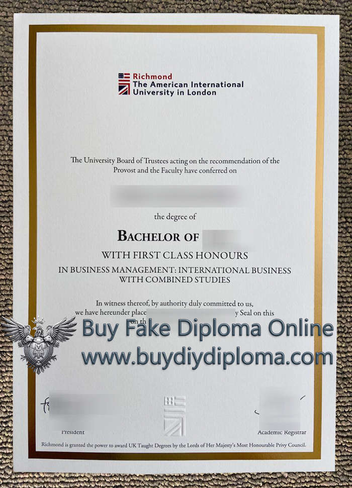 Richmond American University London diploma