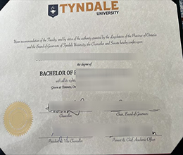 Tyndale University degree certificate