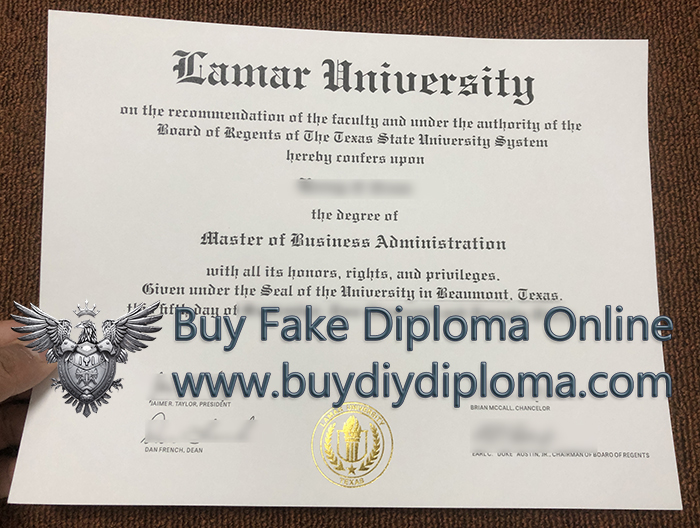 Lamar University degree certificate