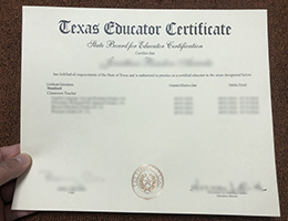 Texas Educator Certificate sample