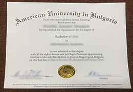 American University in Bulgaria diploma certificate