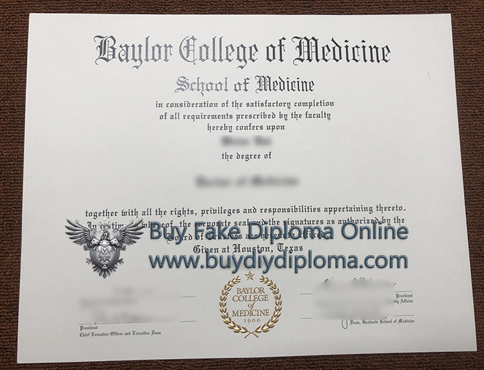 Baylor College Of Medicine degree certificate