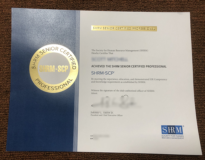 SHRM-SCP certificate