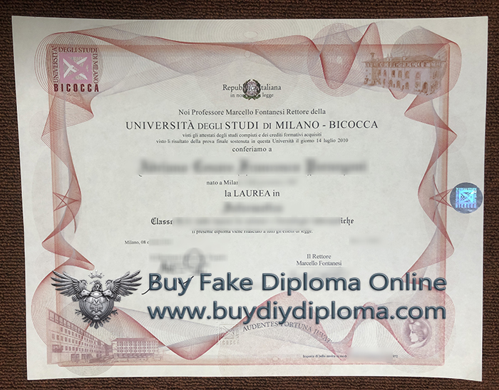 Università di Milano-Bicocca degree certificate