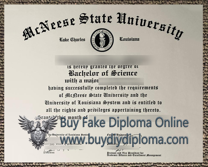 McNeese State University degree certificate