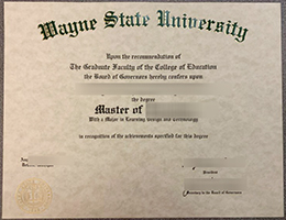 Wayne State University (WSU) Master's diploma sample