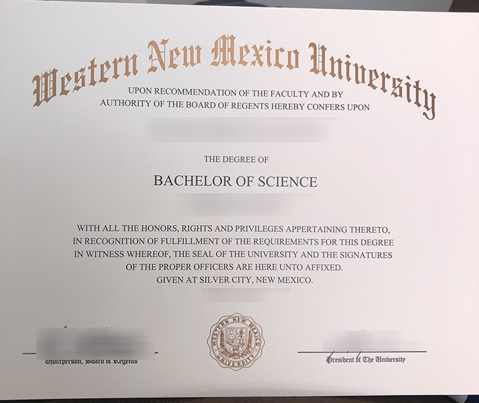 Western New Mexico University diploma certificate