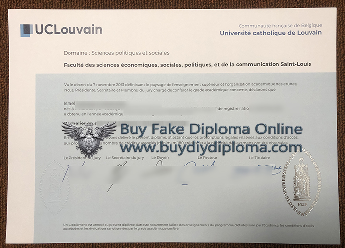 Université catholique de Louvain diploma sample